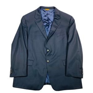 Hickey Freeman Current Beacon Series Wool Metal Button Mens Blazer Size 48R